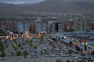 M1 Konya Shopping Centre aerial view at dusk